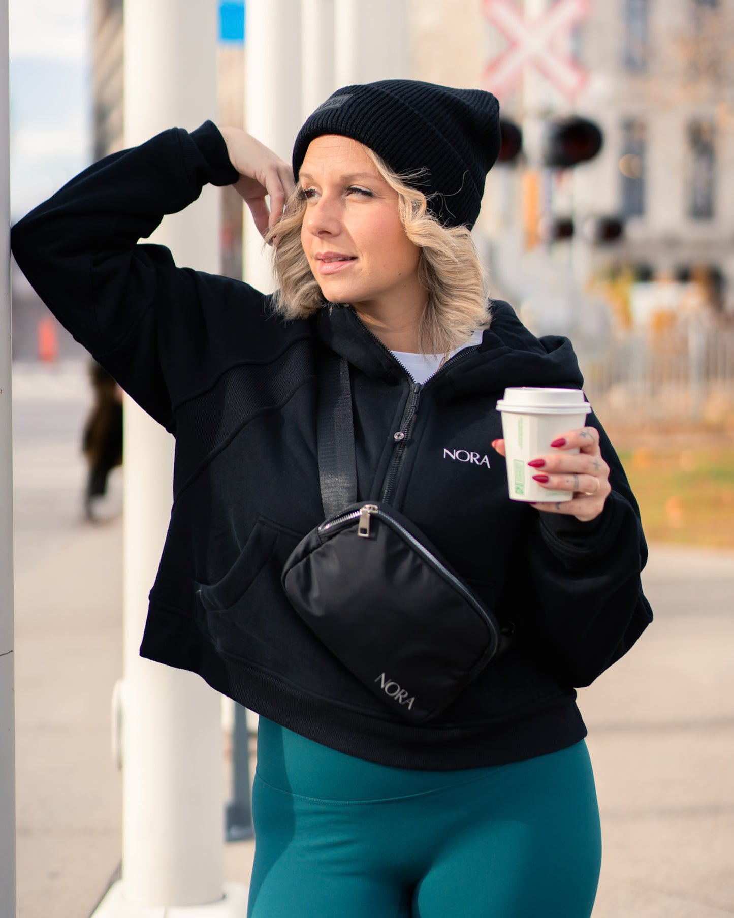 Hoodie demi-zippé Milan - Noir