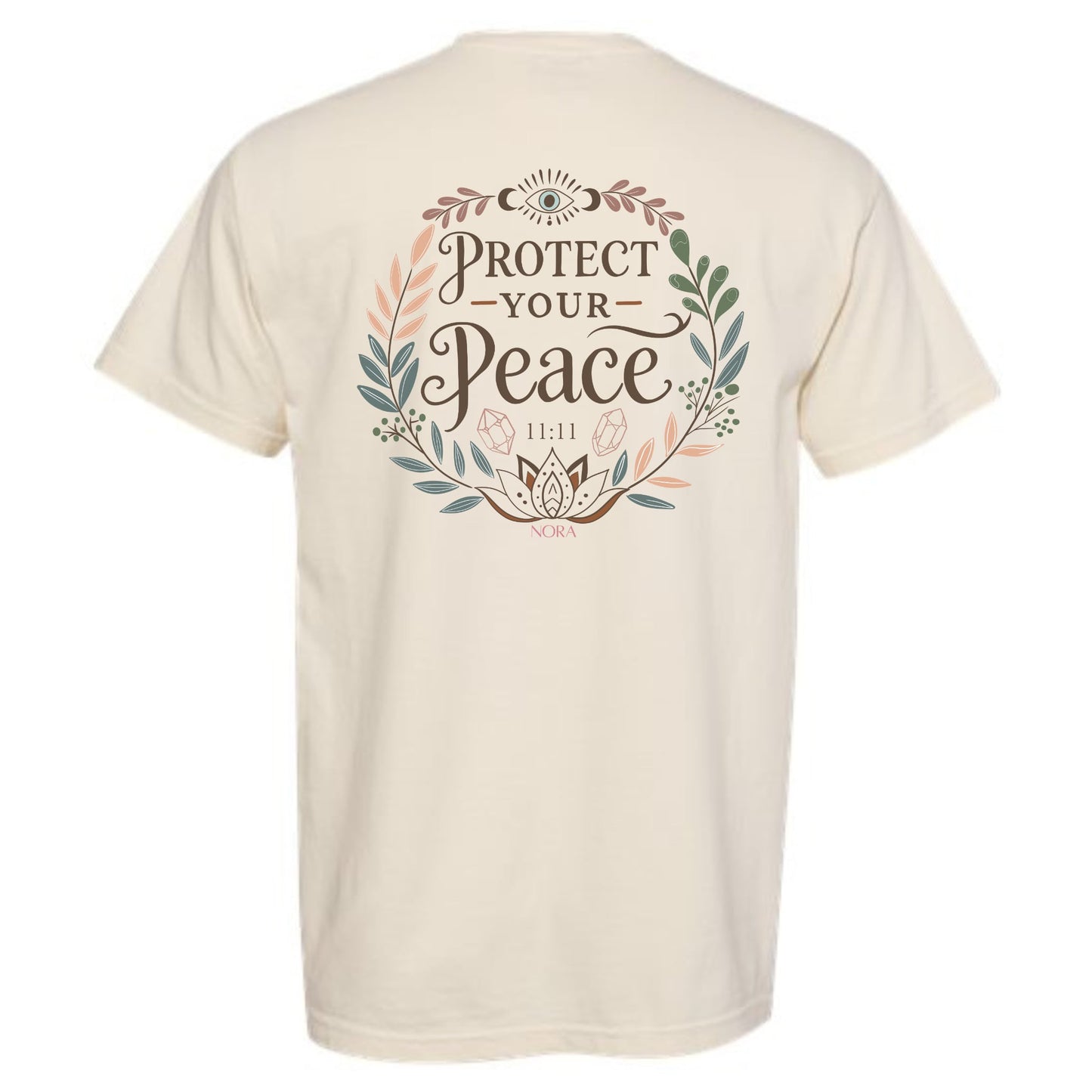 Haut à manches courtes oversized Protect your peace - Beige