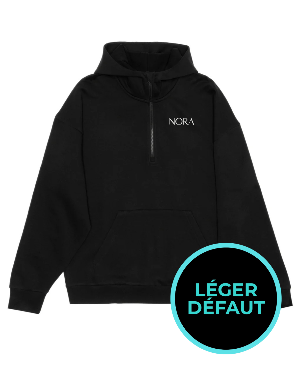 Hoodie à demi-zip - NOIR *LÉGER DÉFAUT*