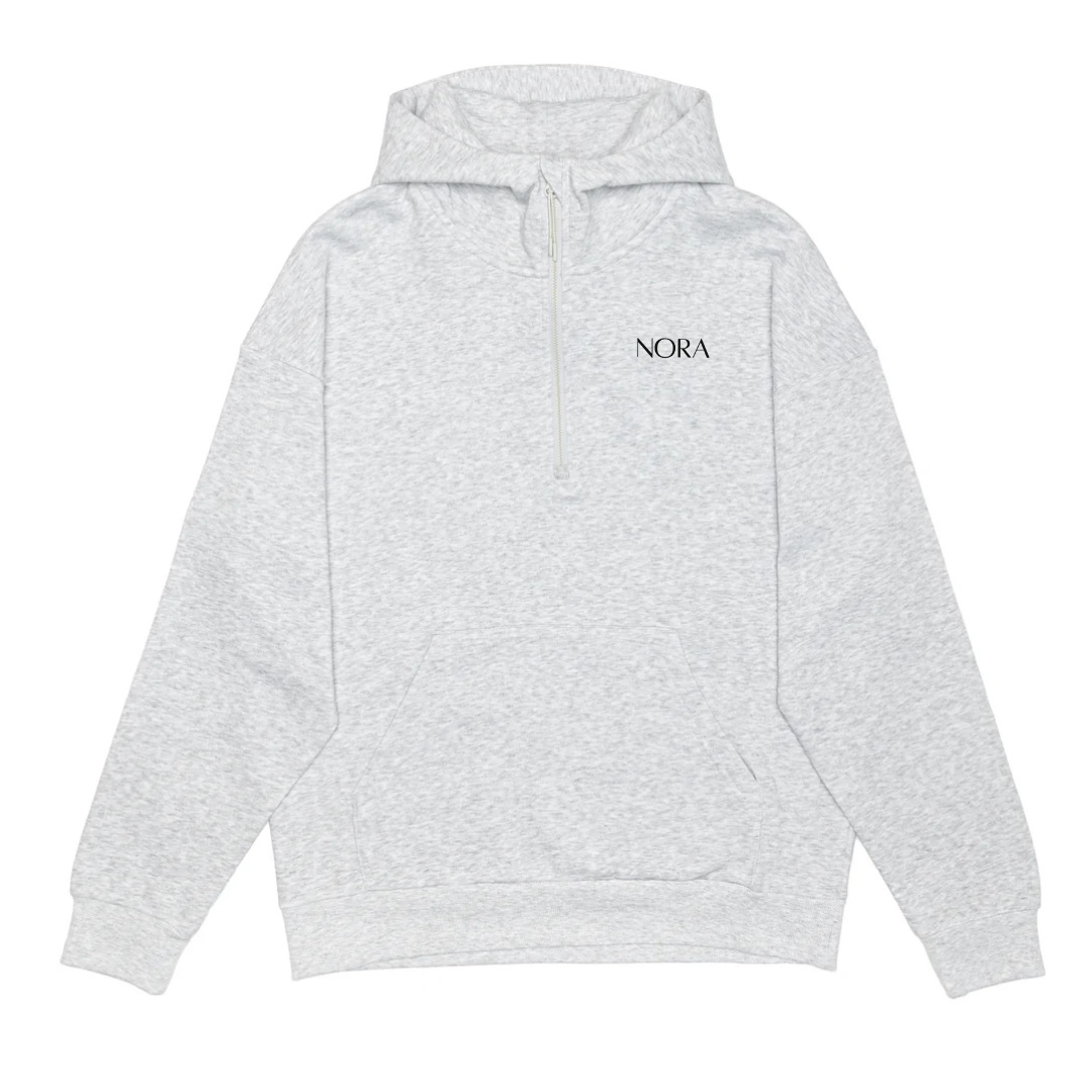 Hoodie à demi-zip - Gris cendré