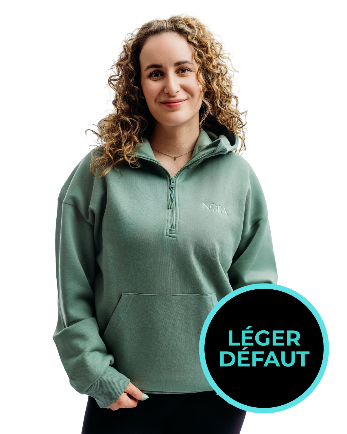 Hoodie à demi-zip - Vert *LÉGER DÉFAUT*