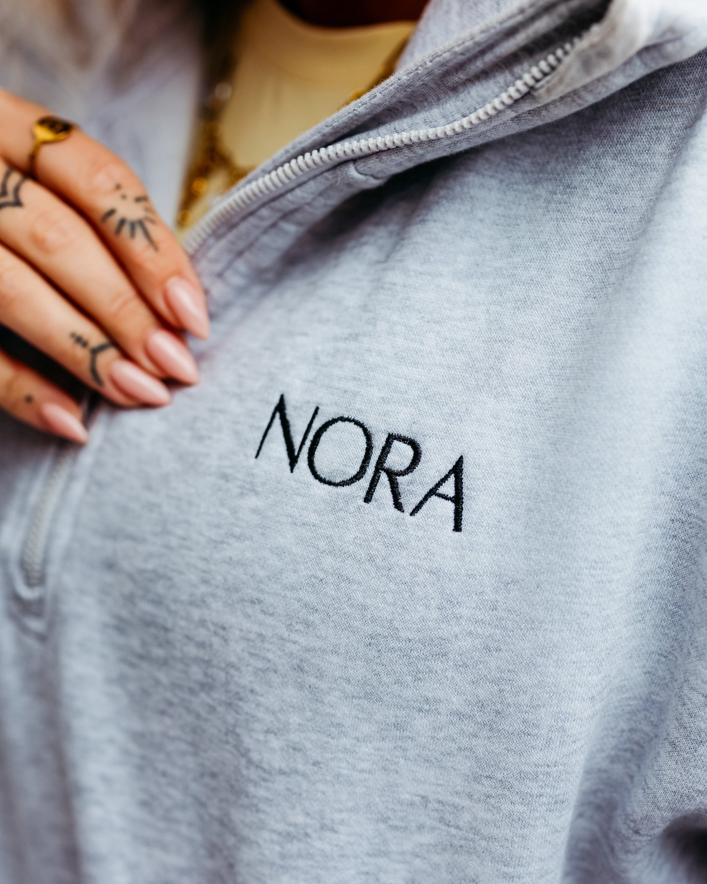 Hoodie à demi-zip - Gris cendré
