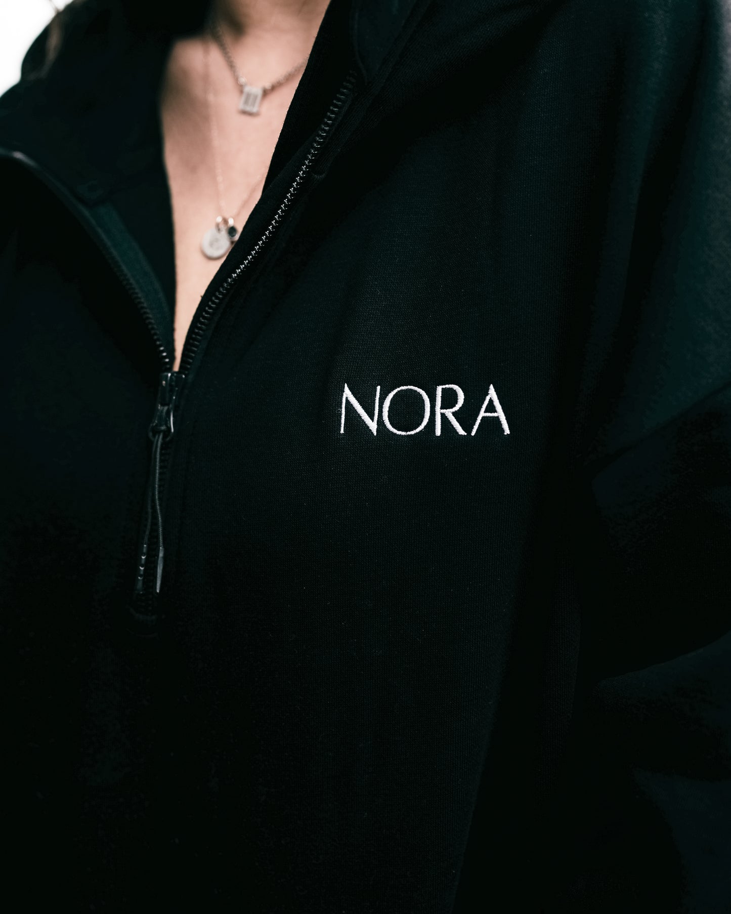 Hoodie à demi-zip - Noir