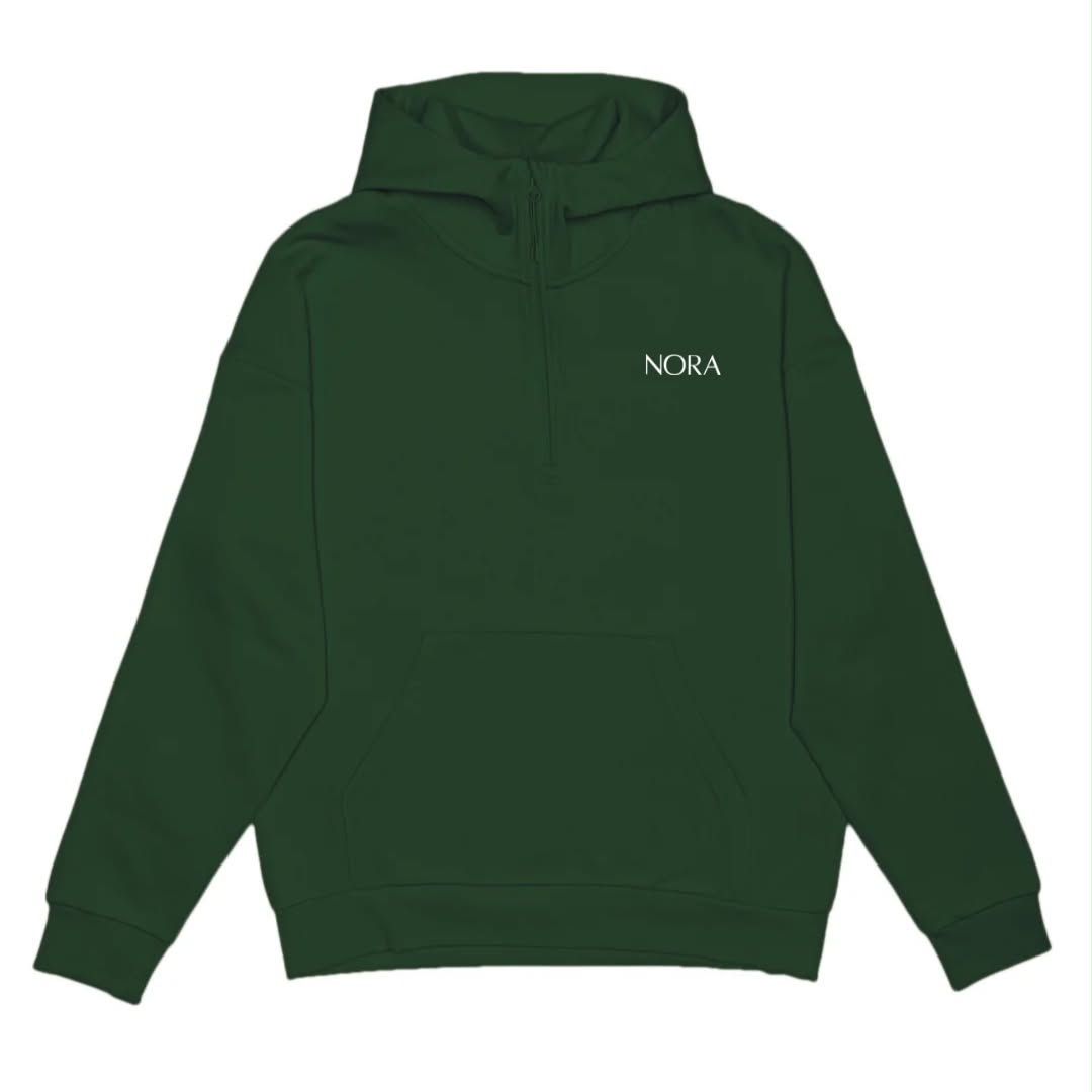 Hoodie à demi-zip - Vert forêt