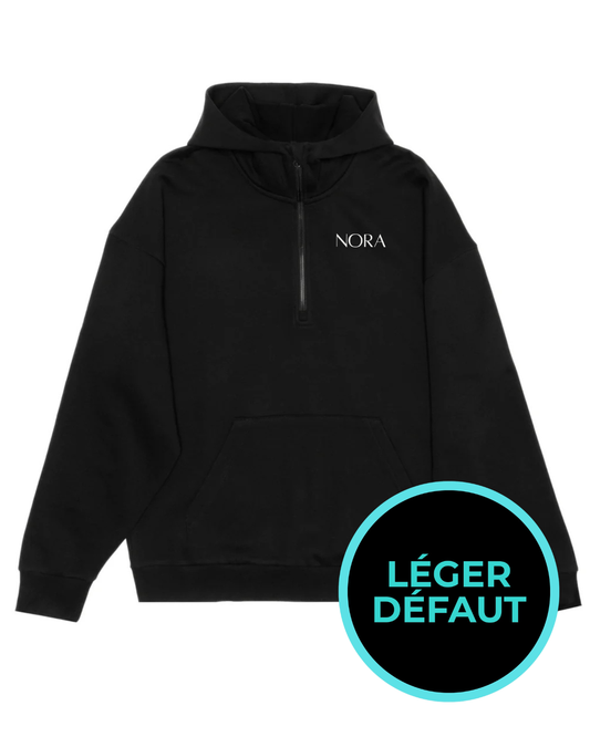 Hoodie à demi-zip - NOIR *LÉGER DÉFAUT*