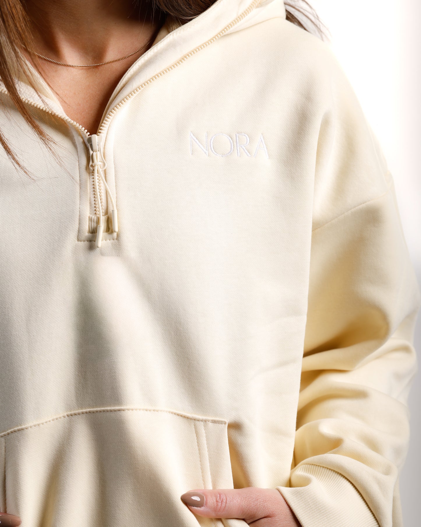 Hoodie à demi-zip - Butter yellow
