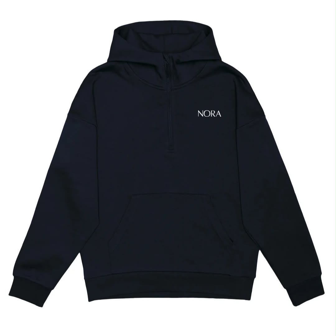 Hoodie à demi-zip - Bleu marin