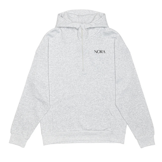 Hoodie à demi-zip - Gris cendré