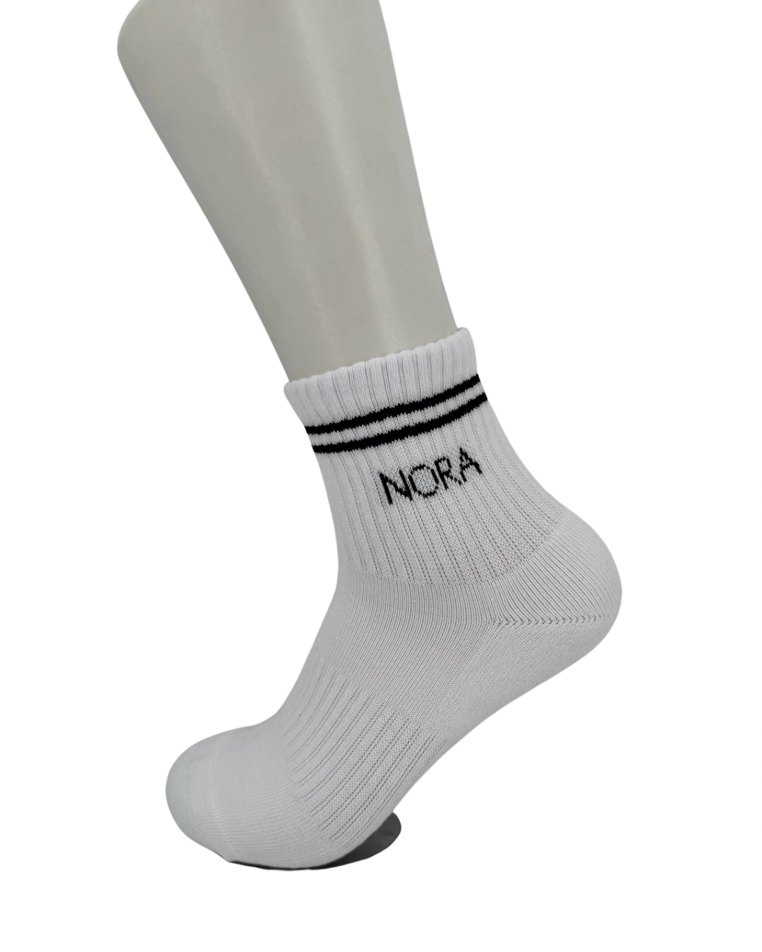 Mini crew socks - Blanc lignes noires