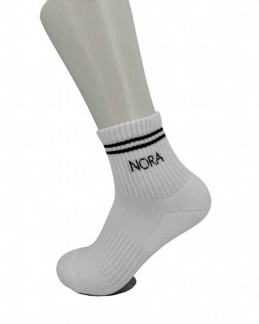 Mini crew socks - Blanc lignes noires