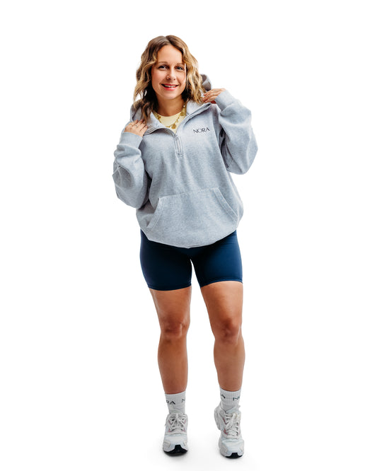 Hoodie à demi-zip - Gris cendré
